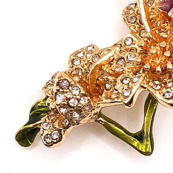 Signed Napier Hummingbird Enamel Rhinestone Brooch w/ Box - Picture 8 of 14